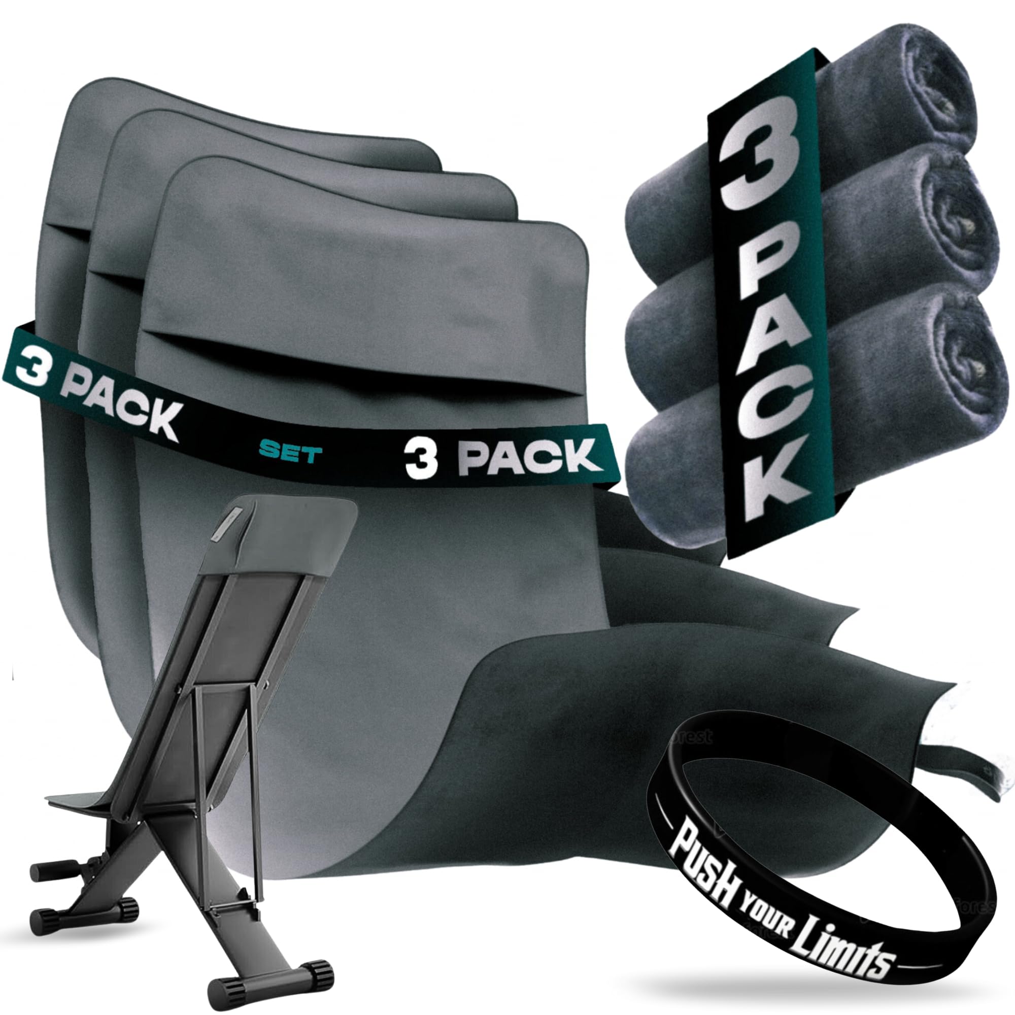 Uonel INDUSTRY Sports Towel Gym 90 x 40 Fitness Towel Set of 3 Microfibre Towels Sports Towel Gym Sports Towel Gym Microfibre Non-Slip Machine