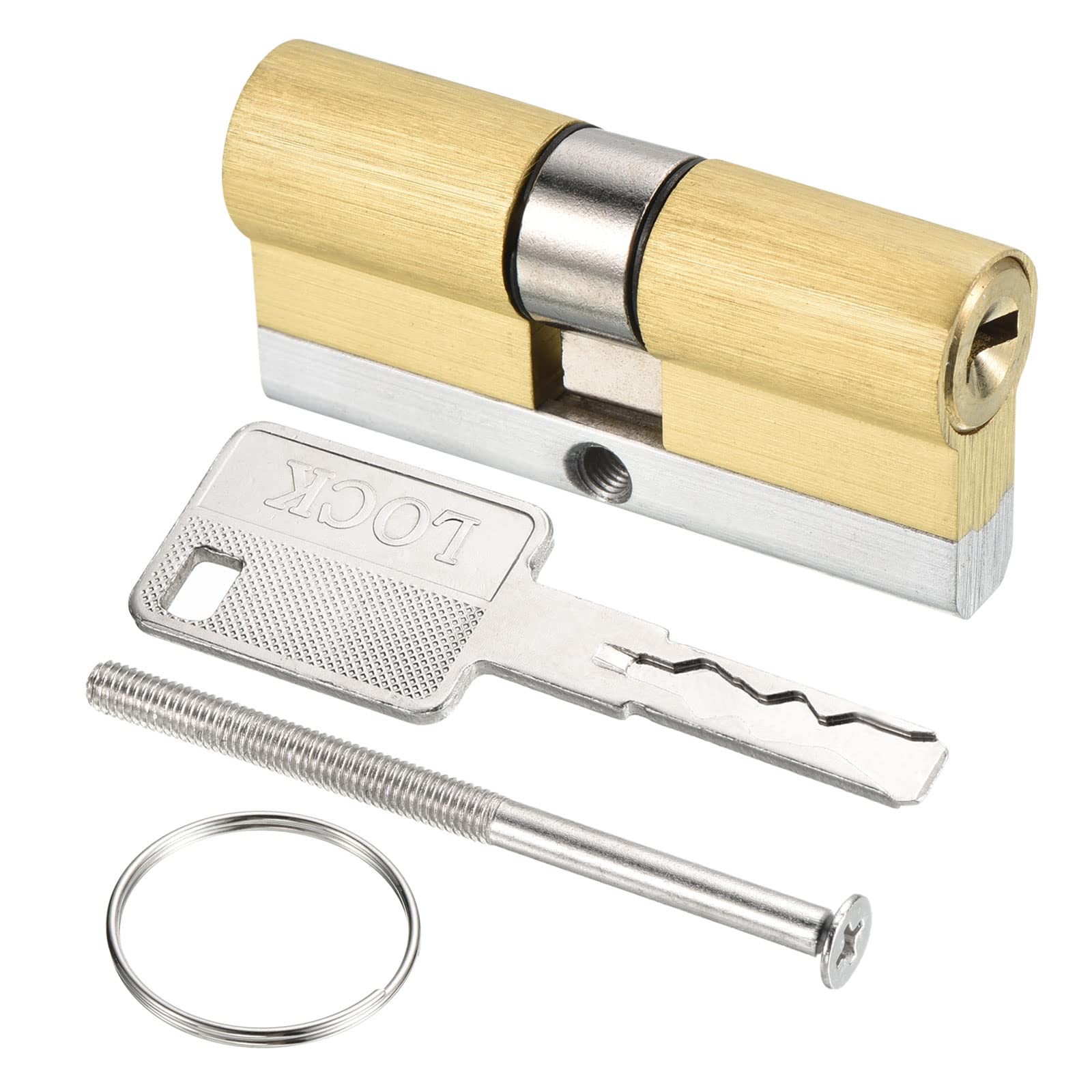 PATIKIL 32.5/32.5 (65mm Overall) European Double Lock Cylinder, Door Cylinder Lock with 8 Keys for Wooden Doors, Aluminum Doors