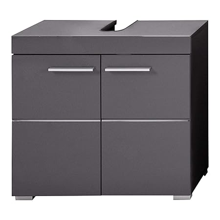 trendteam smart living Badezimmer Waschbeckenunterschrank, One Size, Holzdekor, 34 x 60 x 56 cm in Agave Grau Glänzend mit vi