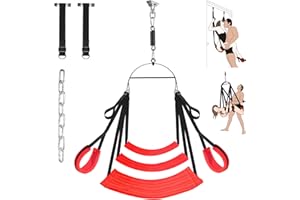 Adjustable height 360° Spinning Sex Swing, 2-in-1 Ceiling and Door Sex Swing Features Extra-Wide Cushions & Adjustable Straps