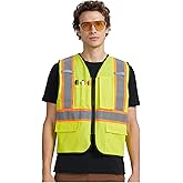 A-KSAFETY High Visibility Safety Vest for Men Women with Pockets and Zipper