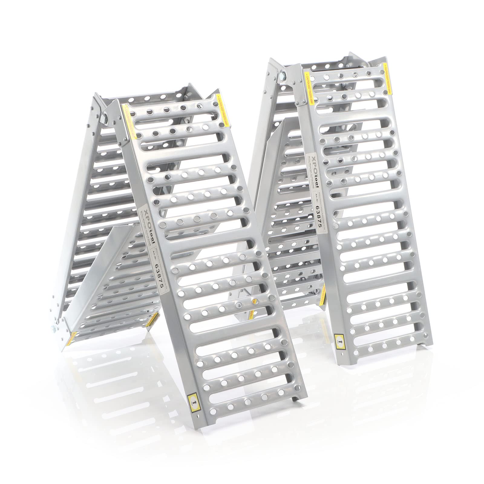 XPOtool 2X Auffahrrampe max. 800 kg 3-Fach klappbar 195,5 cm für Motorrad ATV Quad, Stahl Auffahrschiene faltbar, Verladerampe rutschsicher 4