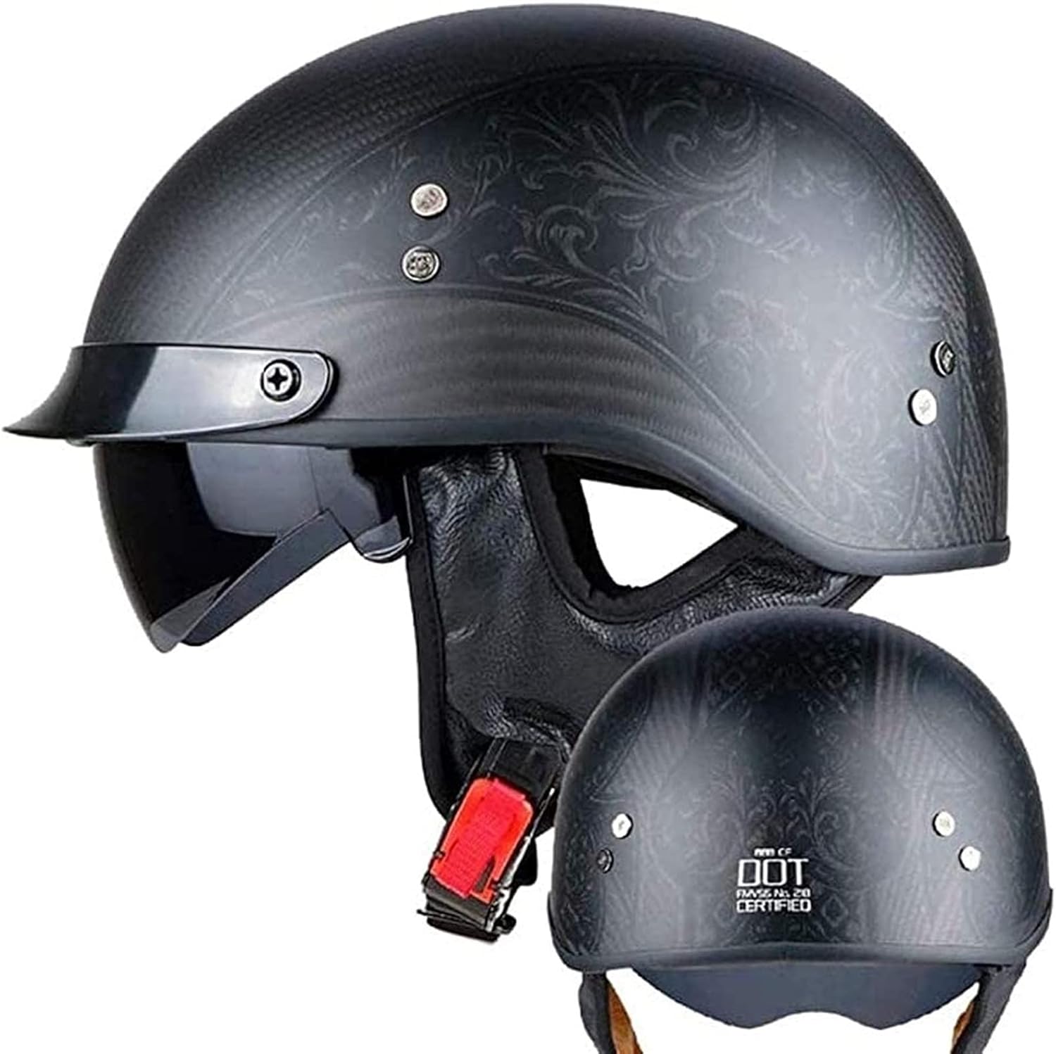 Open Face Retro Motorcycle Carbon Fiber Helmet, DOT/ECE Certified