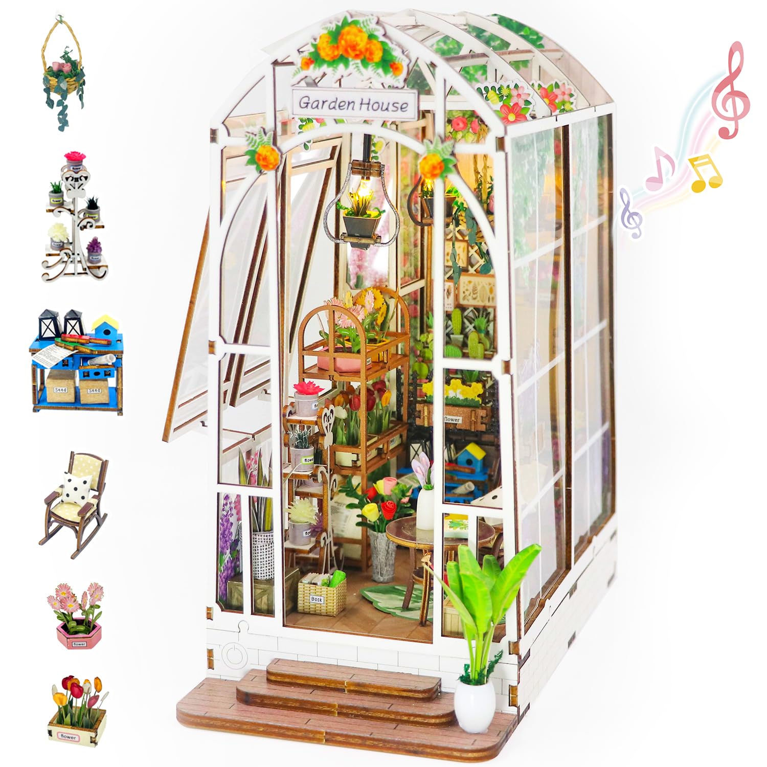 Photo 1 of DIY Book Nook Kit, DIY Miniature House Kit with LED Lights, 3D Wooden Puzzle for Adults to Bulid, Mini House with Bookshelf Insert Decor Bookend Diorama Dollhouse Kit Crafts for Adults