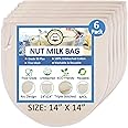 6 Pack 14"x14" Nut Milk Bags - 100% Unbleached Cotton, Food Strainer, Reusable Cheesecloth,Straining Almond/Oat/Soy Milk, Col