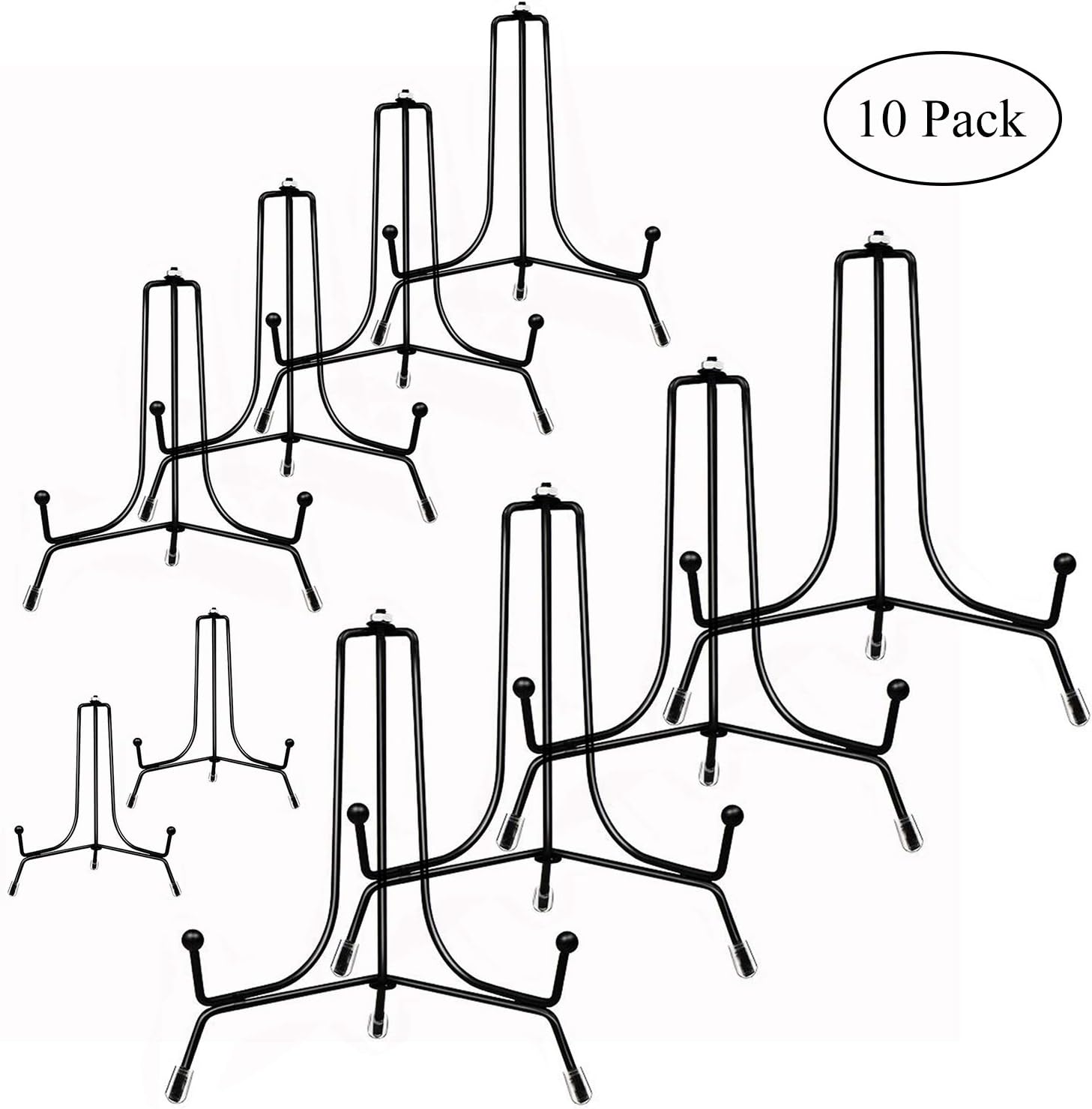 Fasunry 10 Pack Upgraded Plate Display Stands, 4 6 8 Inch Anti-Slip Iron Plate Holder Display Stands, Compatible 3 to 12 Inch Decorative Plates, Photo Holder Stands, Book Display Stands and Artworks
