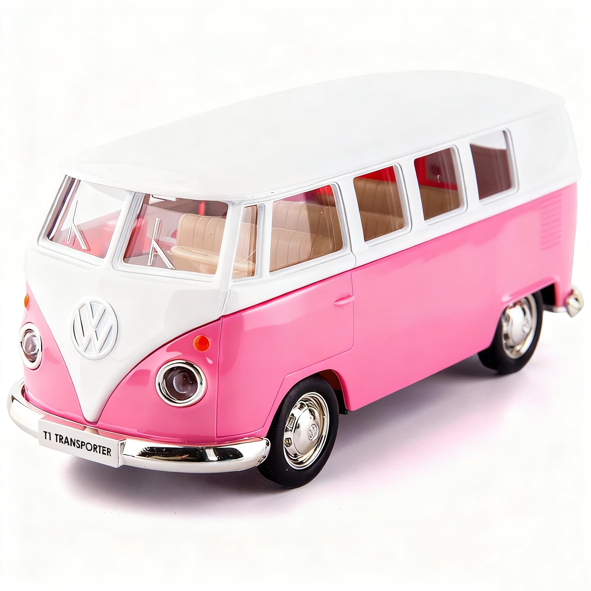 TGRCM-CZ 1/36 Scale Bus Casting Car Model, Zinc Alloy Toy Car for Kids, Pull Back Vehicles Toy Truck for Toddlers Kids Boys Girls Gift (Pink)