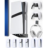 PS5/Slim/Pro Wall Mount with Headset &amp; Controller Holder, Premium PS5 Metal Shelf Floating Mount, Universal 2 Packs Controller Stand and Headphone Stand, Game Accessries for All Playstation 5 Console