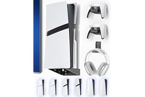 KOSKER PS5/Slim/Pro Wall Mount with Headset & Controller Holder, Premium PS5 Metal Shelf Floating Mount, Universal 2 Packs Controller Stand and Headphone Stand, Game Accessries for All PlayStation 5 Console