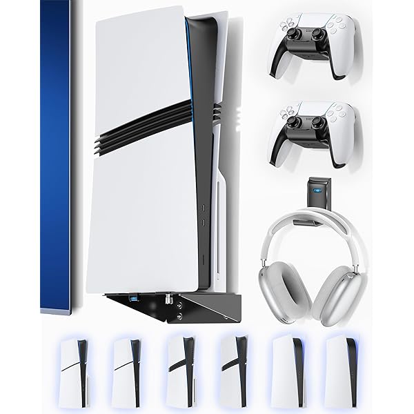 WishJazz PS5 Wall Mount Kit With Charging Station & Cooling Fans - Complete Gaming Setup For PS5 & PS5 Slim