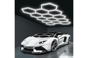 BRILLIHOOD Hexagon Garage Lights, LED Honeycomb Garage Lights, 456W, 54720LM, 6500K Super Bright, 14 Grid Systems Car Detailing Lighting for Warehouse Workshop Basement Gym