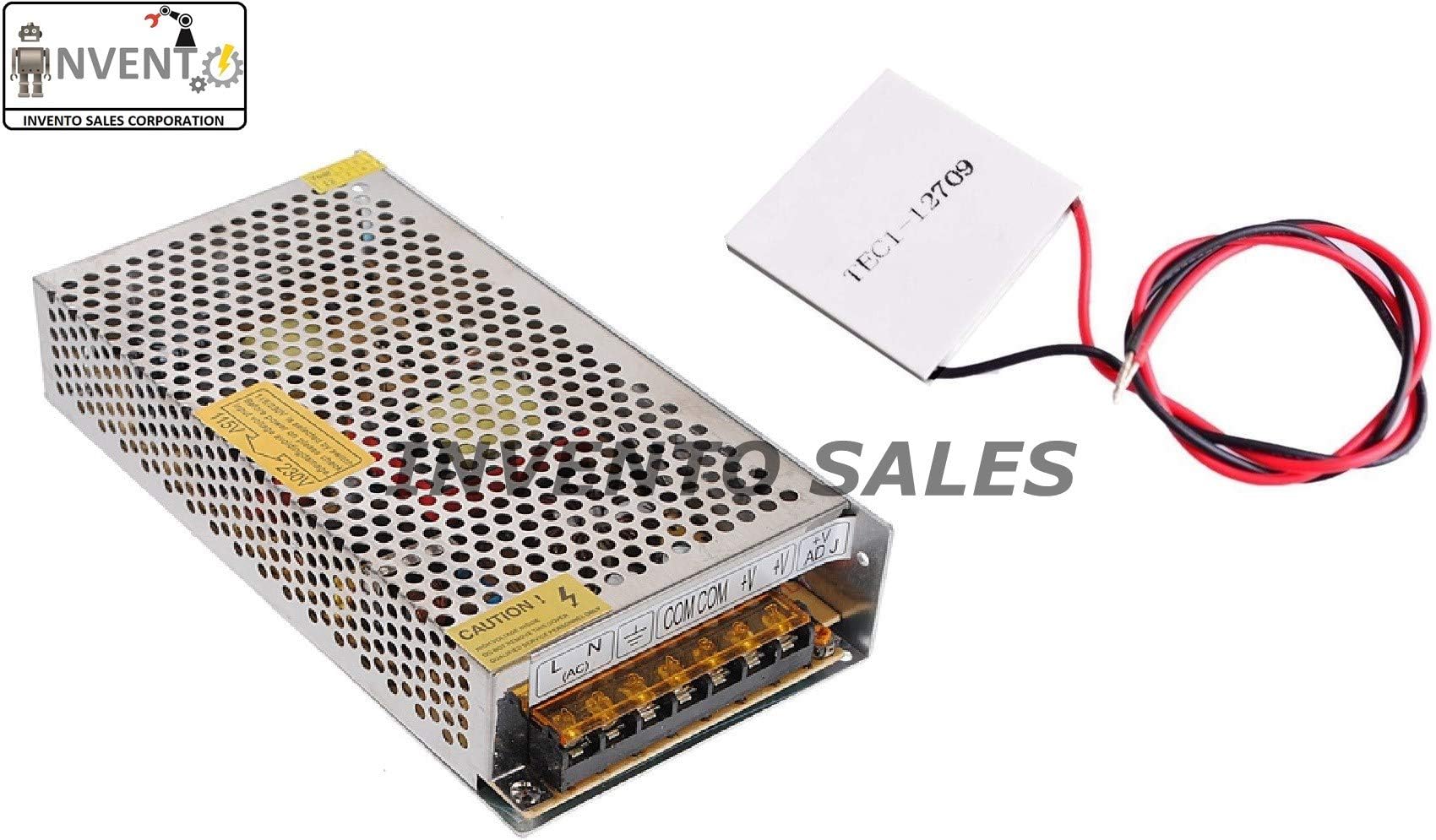 INVENTO 1pcs TEC-12709 12V Thermoelectric Cooler Peltier Plate Module with 12V 10A DC Power Supply