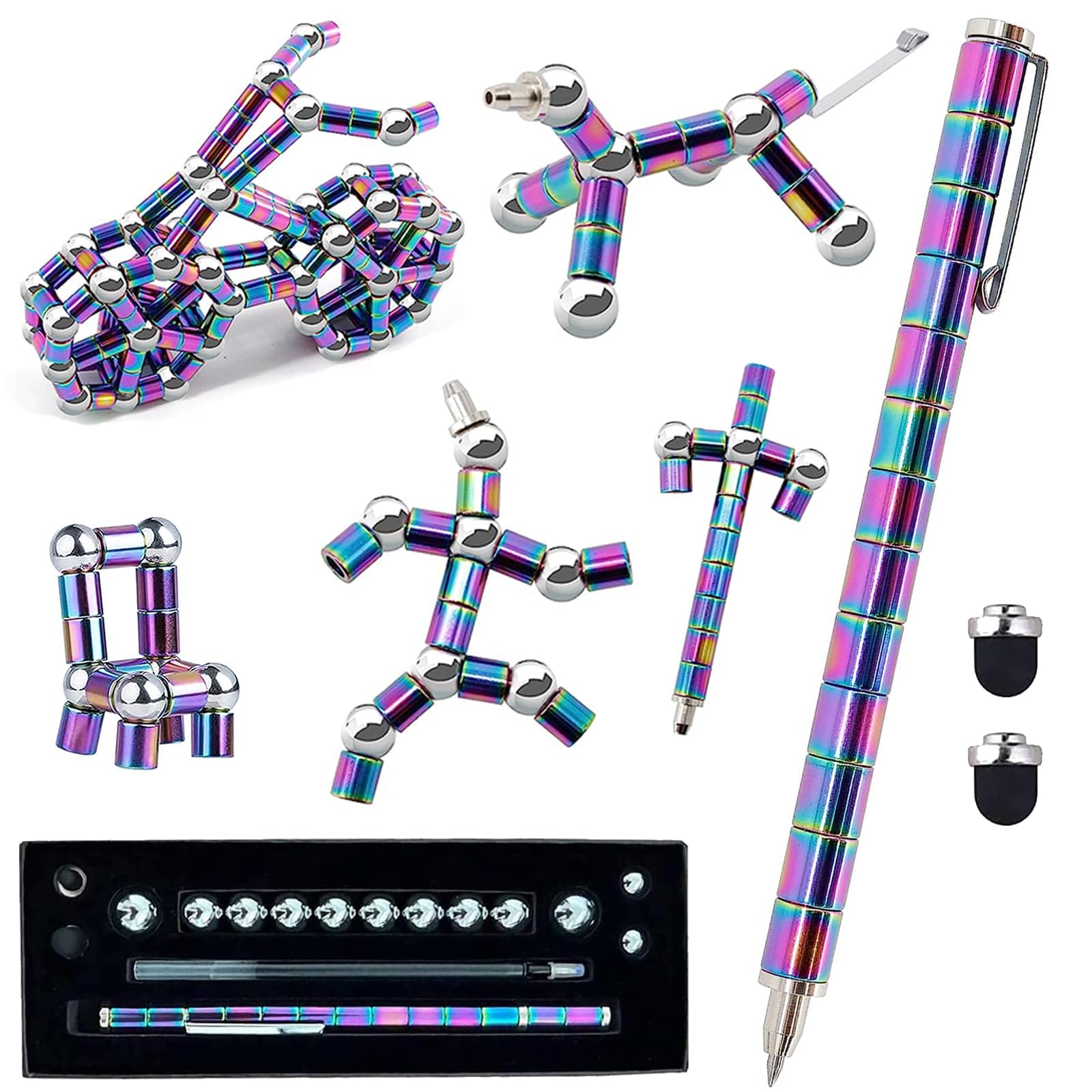WQWQUU Fidget Pen, Magnetic Fidget Toy Pen, Decompression Magnetic Fidget Toy, Relieve Pressure Novel Toy Gifts for Kids or Friends! (Color)