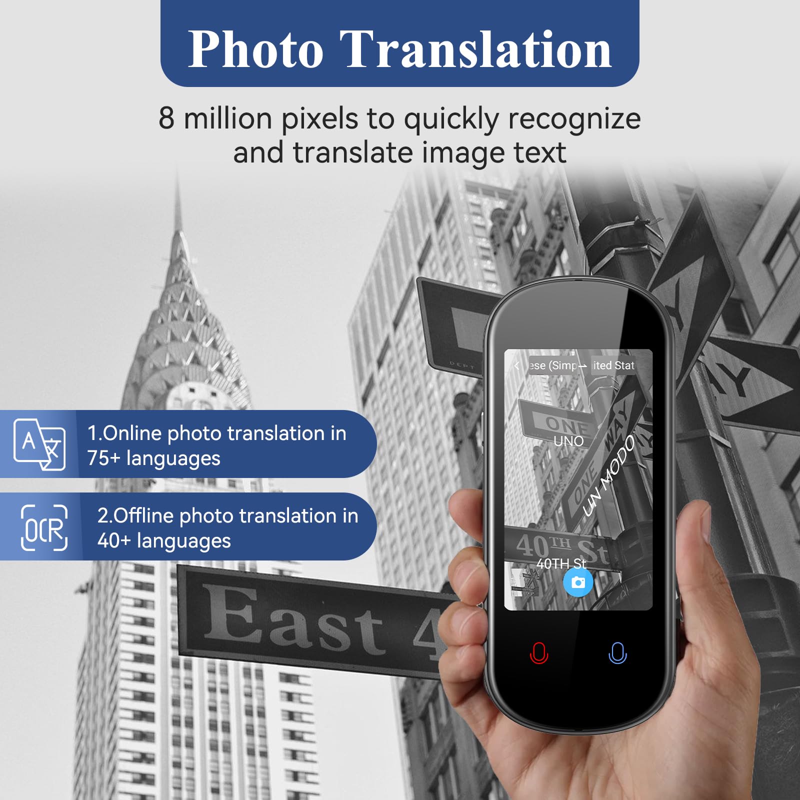 Language Translator Device, 2025 Two-Way AI Voice Translator for Voice/Text/Offline/Photo Translation 138+ Language Online Translation Portable Tow Way Translator Device for Business Learning Travel