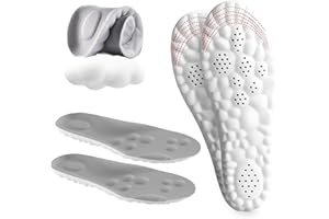 AEDNX 4D Women's Cloud Insoles - Anti-Fatigue, Shock Absorption, Foot Pain Relief - Women's Step Insoles - U-Shaped Memory Foam Insoles (Gray, Women: US 4-8.5)