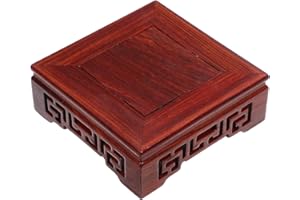 Kichvoe Solid Wood Buddha Statue Base Red Sandalwood Square Flowerpot Display Stand for Indoor Plant Holder