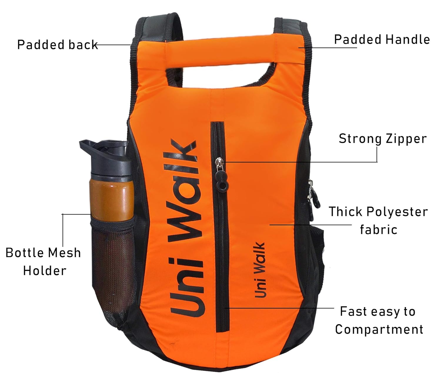 nisun men's nylon backpack (uniwalk college backpack - orange)