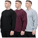 WHITE PEAK TRADING COMPANY Men's Casual Crewneck Sweatshirt 3 Pack Fleece Long Sleeve Basic Pullover Sweatshirt for Men