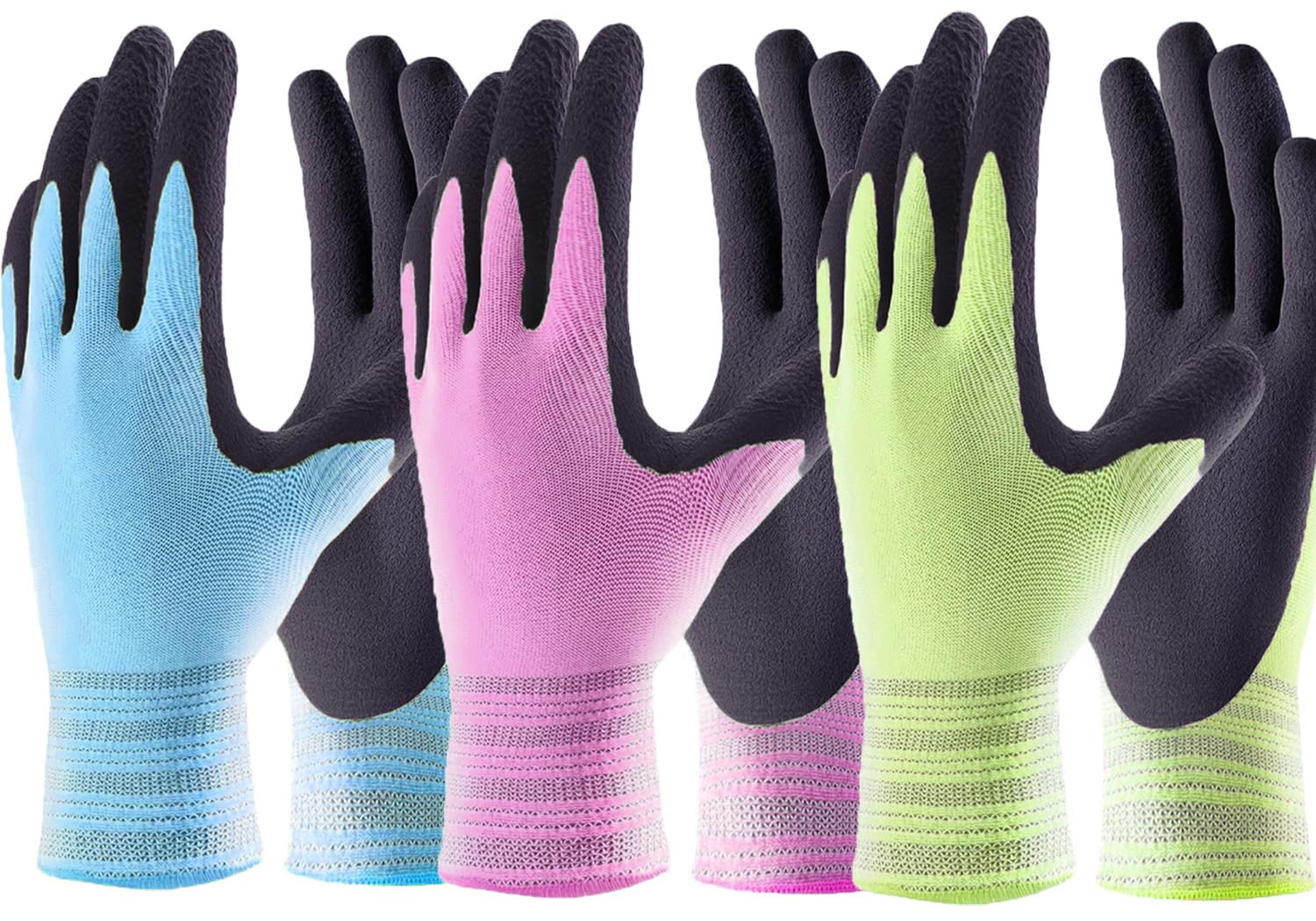 Toptekhans 3 Pairs Gardening Gloves for Women and Men Superior Grip Garden Gloves with Latex Coated Comfortable Breathable Work Gloves (S(7'))