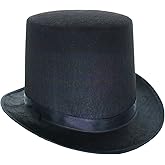 GiftExpress 6" Tall Black Magician Felt Top Hat for Adults, Butler Costume Top Hat, Ringmaster Hat, Steampunk Hat, Dress Up Party Hat