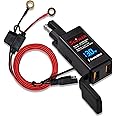 Suuwer, Quick Charge 3.0 Motorcycle USB Charger 6.8A, Quick Disconnect SAE to Dual USB Adapter Motorcycle Phone Charger, with LED Voltmeter & ON/Off Switch