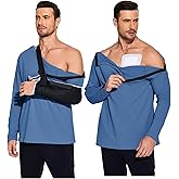Deyeek Post Shoulder Surgery Recovery Shirts for Men Chemo Port Access Top Snap Full Tear Away Long Sleeve