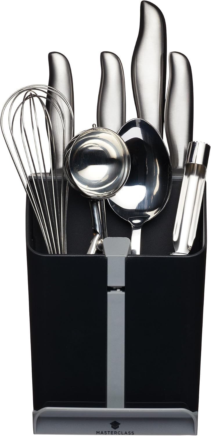 MasterClass Smart Space All-in-1 Knife Block and Utensil Holder with Ceramic Knife Sharpener