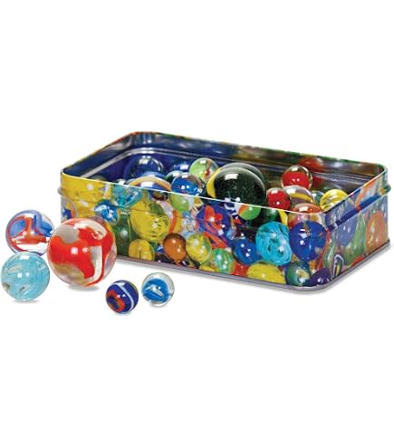 Joberio Jeux de billes pour enfants, billes de verre colorées - Décoration en marbre de couleurs mélangées