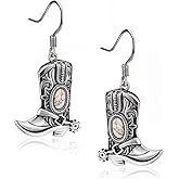 Wrangler Western Boots Horse Dangle Earrings for Women Cowgirl Cowboy Lightweight Retro Country Chocha Jewelry