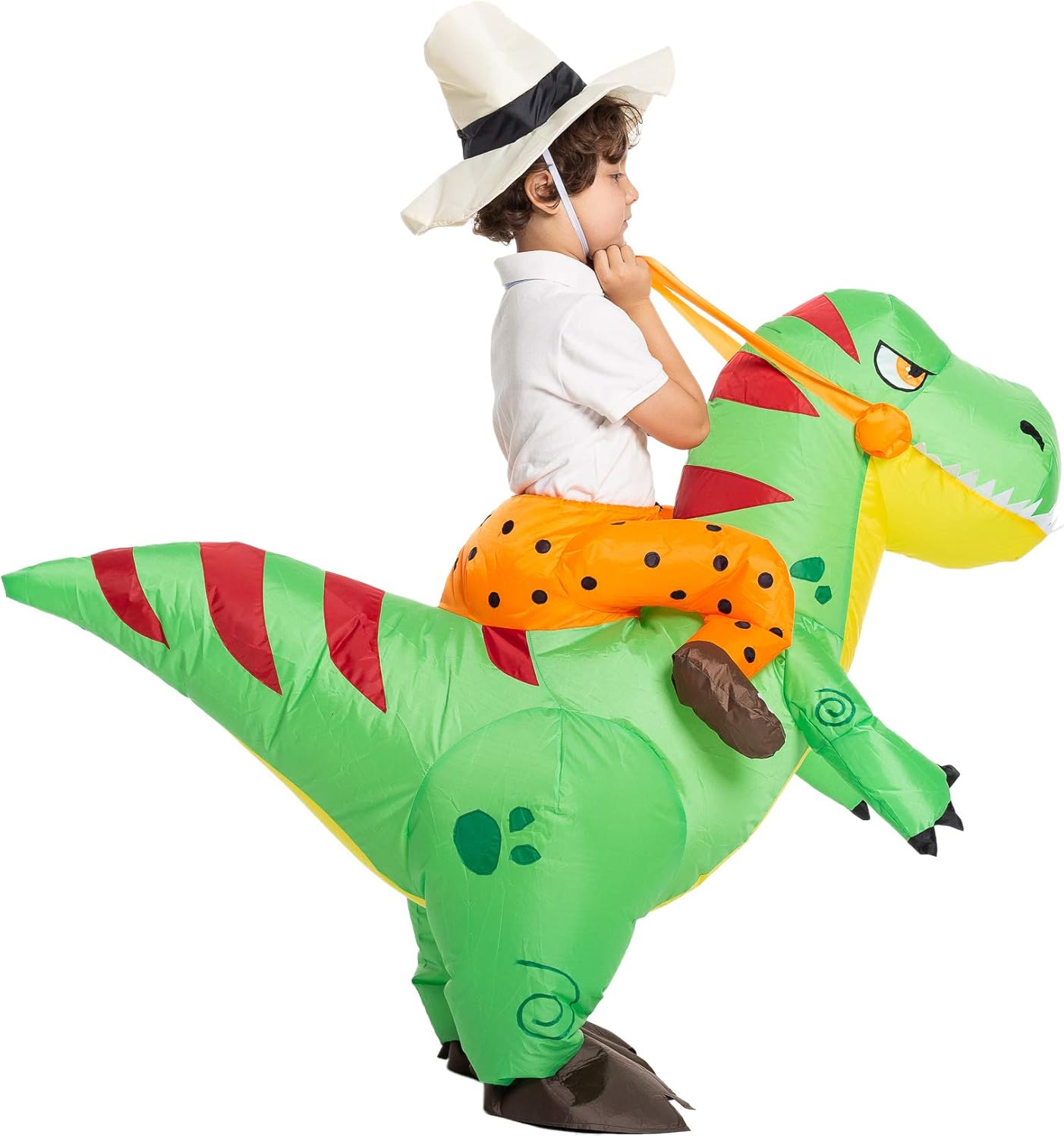Spooktacular Creations Halloween Inflatable Costume Ride a T-rex Dinosaur Air Blow-up Deluxe Halloween Costume - Child (4-6 Yrs): Clothing