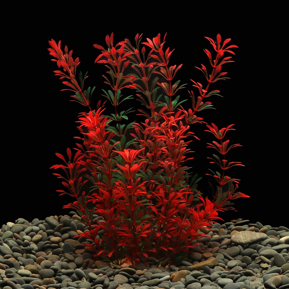 LYNKO Large Aquarium Plants Artificial Plastic Fish Tank Plants Decoration Ornament Safe for All Fish 30cm x 10cm - Red