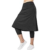 Xioker Women Athletic Knee Length Skirts with Leggings,Skorts Leggings&Skirted Capris Skorts for Women Yoga Pockets