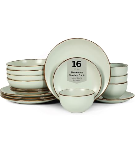 Amazon.com: Stone Lain Brasa Stoneware 16 Piece Modern Dinnerware