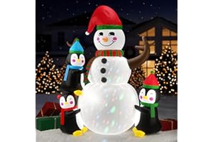 SOMPATY 6.2FT Christmas Inflatables Snowman&Penguins Built-in Colorful Rotating LED Lights, Christmas Inflatable Outdoor Decorations, Christmas Blow Ups for Yard Garden Lawn Xmas Holiday Party