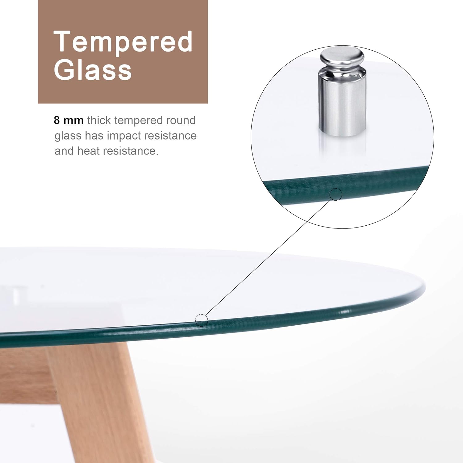 Ivinta Modern Small Dining Table Round Glass Coffee Table Farmhouse Kitchen Table for Small Spaces Accent Table Sofa Table Small Bistro Table Leisure Tea for Dining Room Living Room 31.5" L x 31.5" W - Tables
