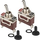 2 PCS Waterproof Toggle Switch, 2 Pin 12V DC 30A ON Off Switch | SPST Marine Switch with Boot Cap Cover, Heavy Duty Toggle Switch for Automotive Boat Car Truck