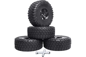 Hobbyfire Height 4.72 inches (120mm) 1/10 Short Course Truck Tires and Wheel Rims 12mm Hex with Foam Inserts for for All Terrain, Set of 4 (Style B)