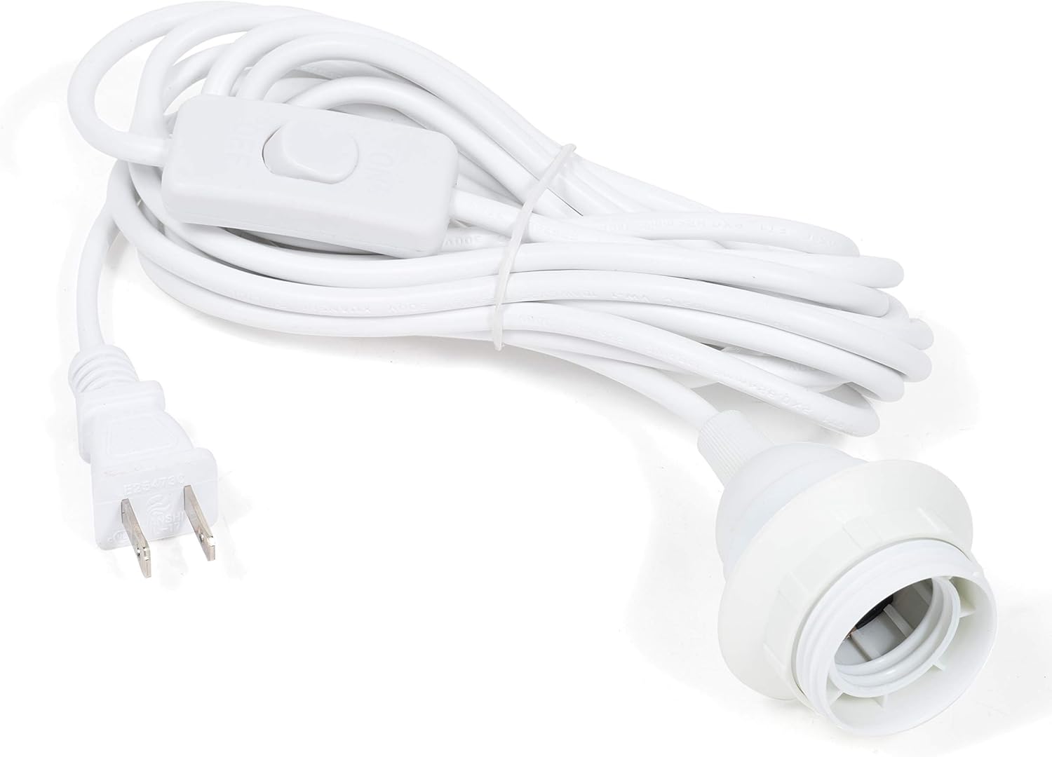 Wallniture Fiore 15 Feet Hanging Lantern Cord with On Off Switch, Room Decor for Pendant Light Bulbs White Socket Set - - 