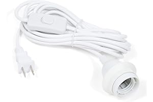 Wallniture Fiore 15 Feet Hanging Lantern Cord with On Off Switch, Room Decor for Pendant Light Bulbs White Socket Set
