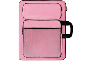 TreochtFUN Art Portfolio kids, Drawing Supply Bag 15x18 In For Children Lesson,Artwork Case Storage Sketchbook,Drawing Pencil,Artist Set. (Pink)