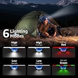 Lepro Head Torch Rechargeable 2 Pack 2000L IPX4 Red Warning Lights 30h view 3
