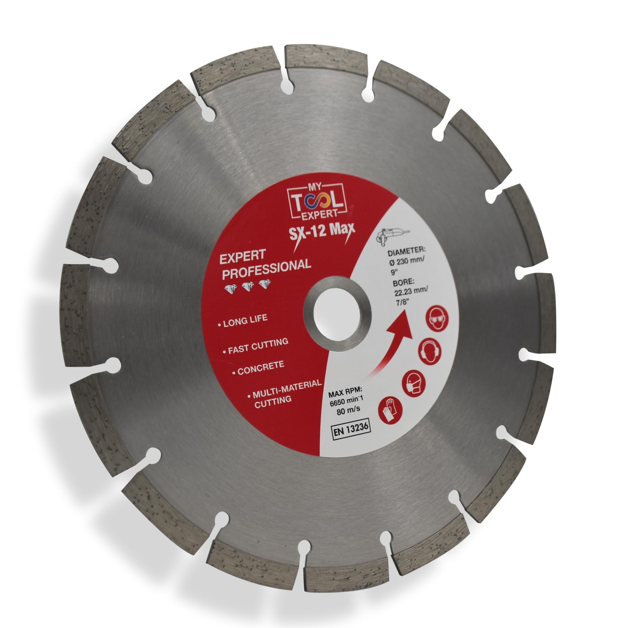 230mm Diamond Cutting Disc for Angle Grinder, SX-12 Max 230mm Diamond Blade For Stone, Concrete, Brick, Masonry