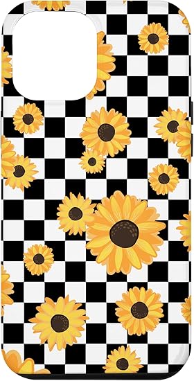 black and white checkered with sunflowers