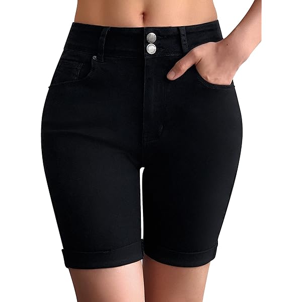 ToBeInStyle Women's Cotton-Spandex Blend 12" Outseam Shorts – Comfortable Stretch Shorts For Casual Wear | Medium Weight Breathable Fabric In Multiple Colors