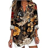 Summer Lightweight Blouses 3/4 Long Sleeve Office Shirts for Women V Neck Casual Fit Trendy Bussiness Work Tops