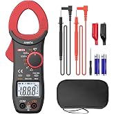 BINTA Digital Clamp Meter, Multimeter 2000 Counts with Auto Range NCV TRMS | 600A AC Amp Voltage Tester with Ohm Measures, Capacitance Resistance Diodes, 2PCS Alligator Clips for Car Electric Cabinet