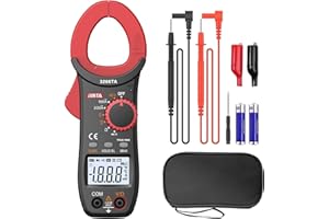 BINTA Digital Clamp Meter, Multimeter 2000 Counts with Auto Range NCV TRMS, 600A AC Amp clamp multimeter with Ohm Measures, Capacitance Resistance Diodes, 2PCS Alligator Clips