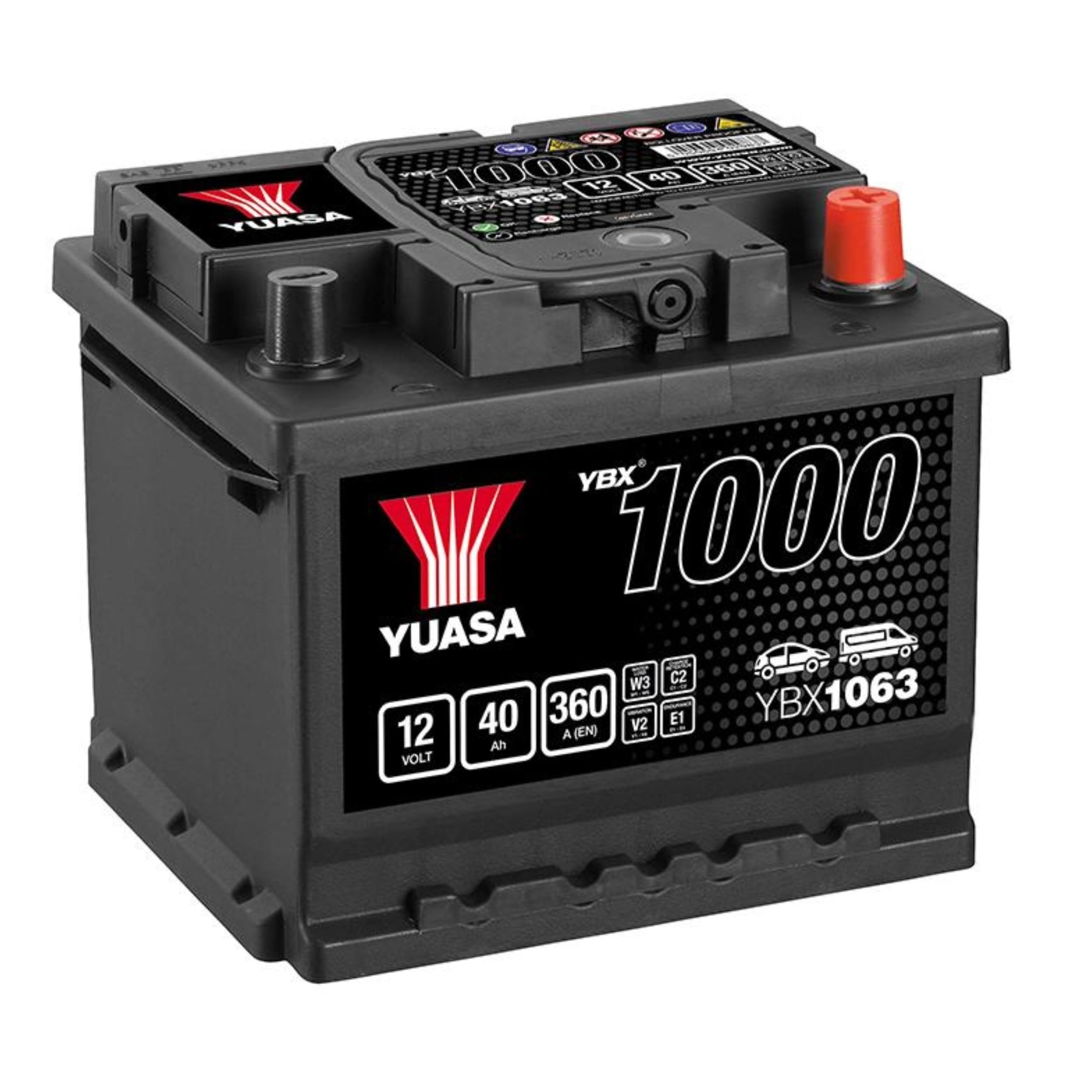 Yuasa YBX1063 12V 40Ah 350CCA Sealed Maintenance Free High Performance Car Battery