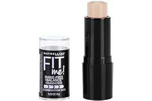 Maybelline Fit Me Shine-Free + Balance Foundation Stick, Multi-Use Face Makeup and Contour Stick For Natural, Matte Coverage, Porcelain, 1 Count