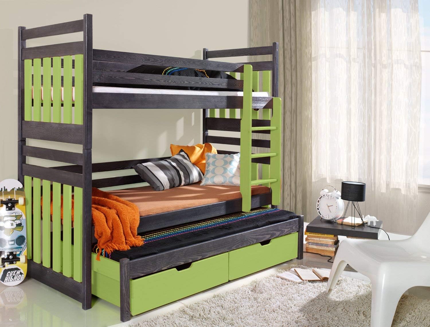 modern bunk bed with trundle